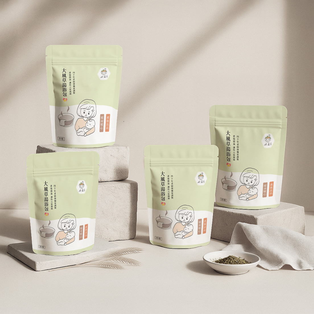 大風草湯浴擦澡包 (4袋28小包)