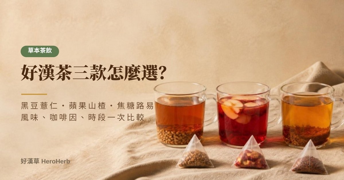 好漢茶三款怎麼選？黑豆薏仁、蘋果山楂、焦糖路易比較｜好漢草