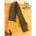 ♪ Your Music 愉耳樂器♪ 咖啡色亞麻布皮革拼接編織烏克麗麗 背帶 肩帶 文青風格 帆布材質