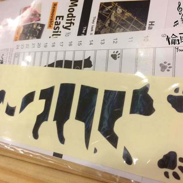 ♪ Your Music 愉耳樂器 ♪ 日本 Inlay sticker 珍珠白 貓與腳印 指板貼紙 民謠吉他 電吉他