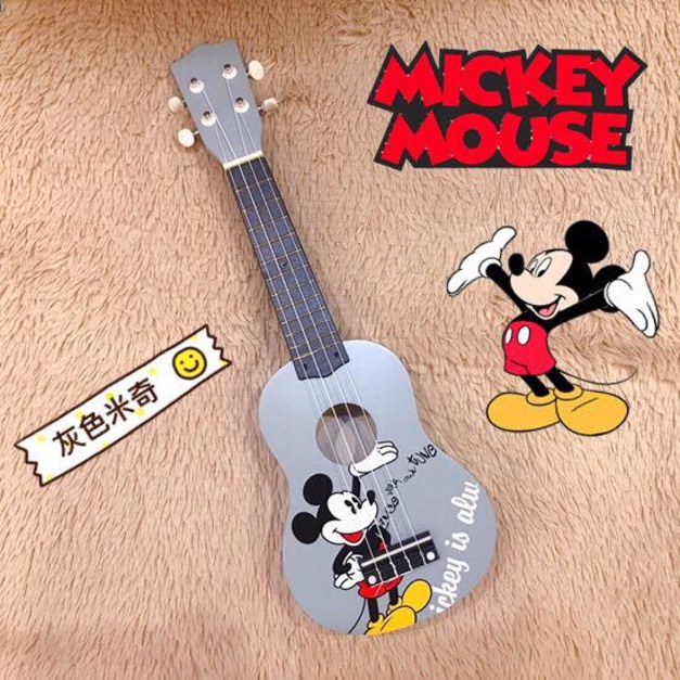 ♪ Your Music 愉耳樂器♪ 新手入門 可愛卡通彩色21吋烏克麗麗-灰色米奇款 附琴袋匹克