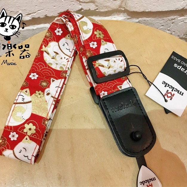 ♪ Your Music 愉耳樂器♪Melede 日式和風招財貓款烏克麗麗背帶 帆布皮革拼接